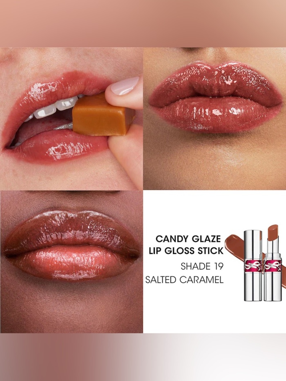 ✨🛍️ Yves Saint Laurent Candy Glaze Lip Gloss Stick YSL - 19 Salted Caramel - Picture 3 of 4